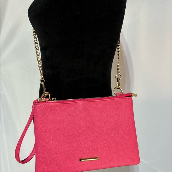 Pink Crossgrain Double Top Zip Convertible Clutch Crossbody Bag, Pink - Picture 2 of 9